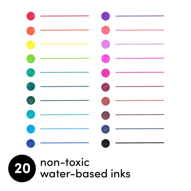PAPERAGE Gel Pens With Retractable Medium Point (0.7mm), 20 Pack Colored Gel Pens, Assorted Colors, Smooth Writing Pens For Journals, Notebooks, Note Pads, Drawing, Office & School Supplies - Image 4