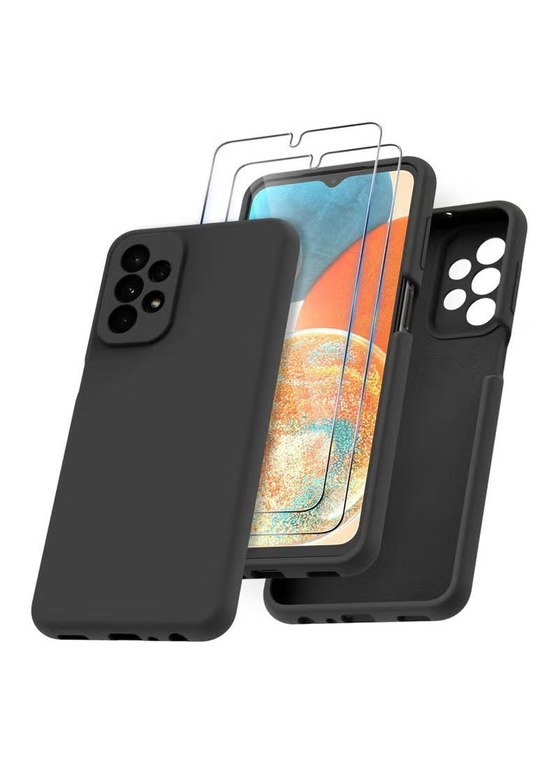 TIGER Samsung Galaxy A23 5G/4G Case – Slim Liquid Silicone Shockproof Phone Cover with Soft Microfiber Lining | Full-Body Drop Protection | Includes 2 Tempered Glass Screen Protectors | Anti-Scratch, Anti-Slip, Lightweight Design – Black - Image 1
