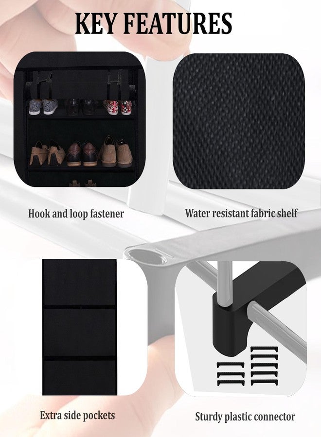 ROBMOB 2 Tier Black ShoeRack with Metal Pipes, Plastic Connectors & NonWoven Fabric Cover - Image 4