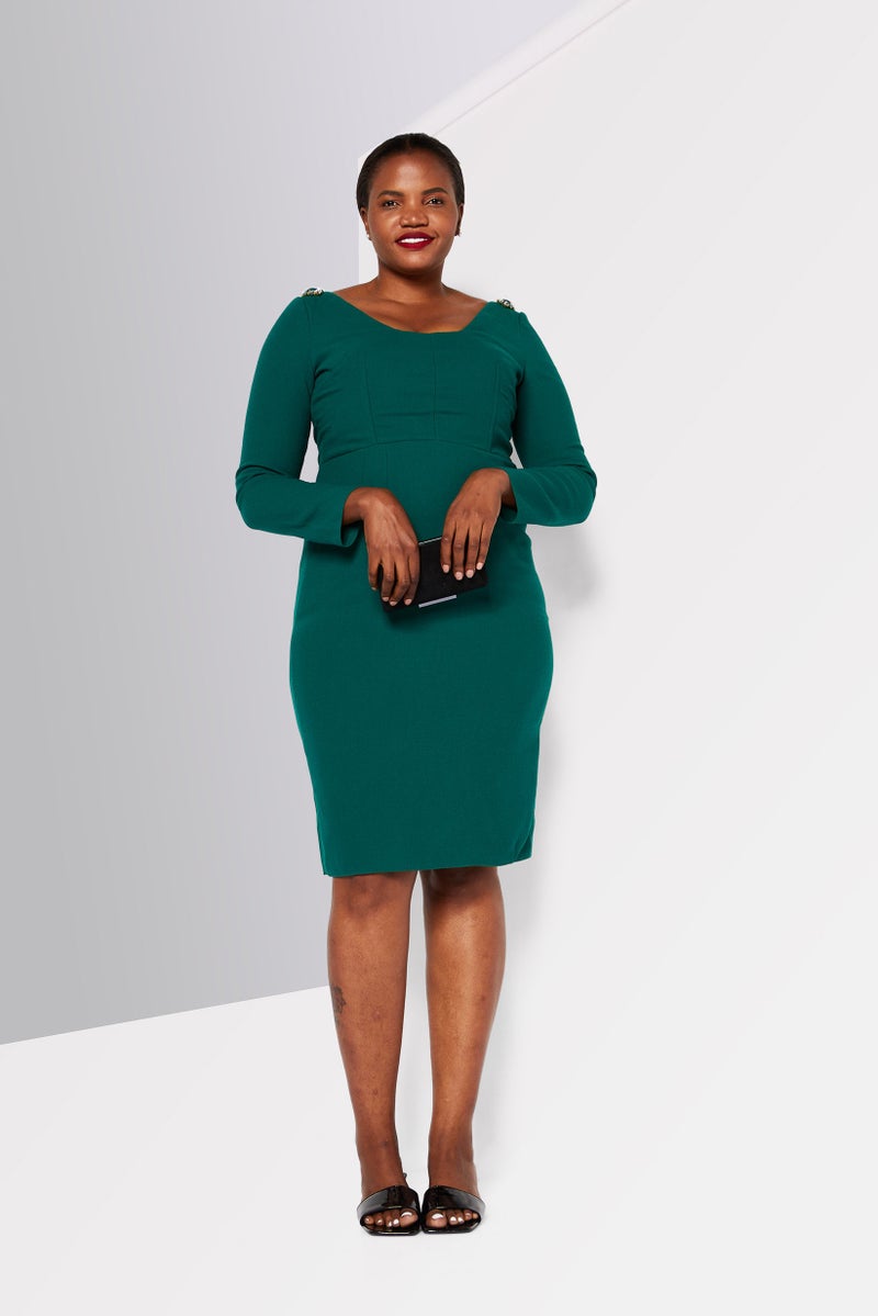 Dolce & Gabbana Women Textured Mini Dress, Green  - Image 2