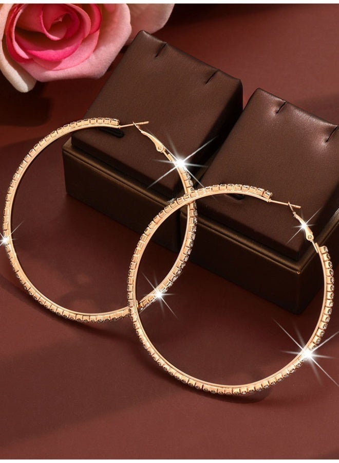 DAEVO Gold Plated 7cm Large Sparkling Zircon Hoop Earrings Women Hypoallergenic Lightweight Elegant Daily Wedding Party Bold Statement Gift Jewelry - Image 2
