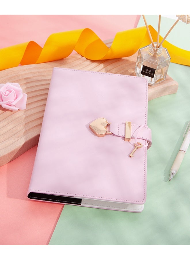 A5 Lock Notebook Diary with Heart Ballpoint Pen, 144 Pages Hardcover Lined Journal, Perfect for Office Home School Business Writing Note Taking (Pink) - Image 1