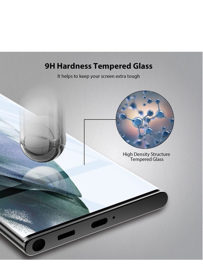 BORTONY - Tempered Glass Compatible for Samsung Galaxy S22 Ultra Screen Protector, HD Clear Tempered Glass [9H Hardness] [Fingerprint Unlock] [3D Full Coverage] - Image 1