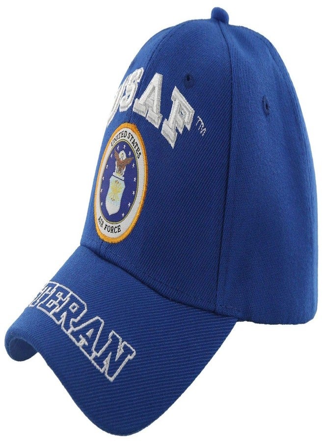 AborenCo USAF United States Air Force Veteran Blue Baseball Cap Hat | Licensed (Solid Blue) - Image 2