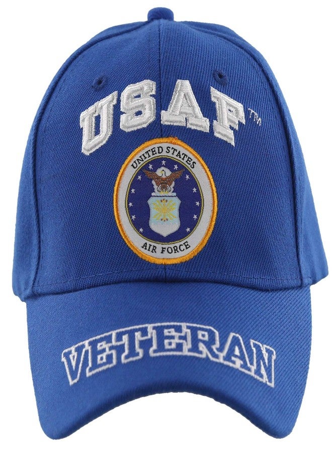 AborenCo USAF United States Air Force Veteran Blue Baseball Cap Hat | Licensed (Solid Blue) - Image 1