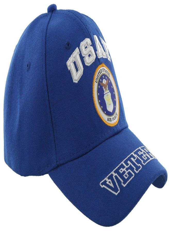 AborenCo USAF United States Air Force Veteran Blue Baseball Cap Hat | Licensed (Solid Blue) - Image 3