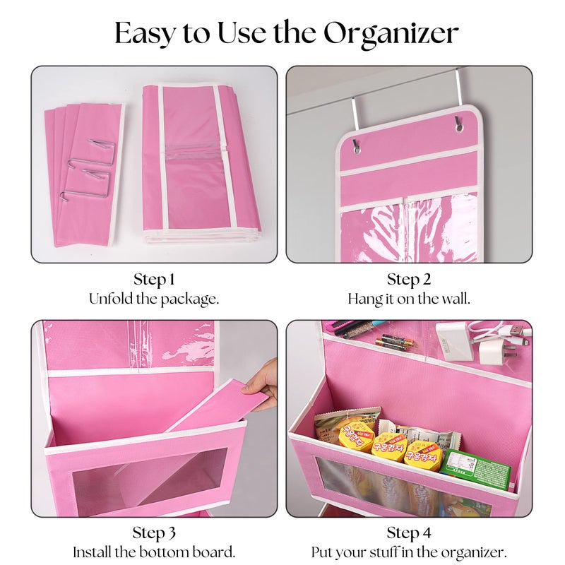 Giraffe Creation Over Door Organizer with 4 Large Capacity Pockets, Hanging Organizer Storage for Closet Bathroom Nursery Bedroom Dorm, Toys Cosmetics Sundries and Baby Essentials, Pink - Image 4