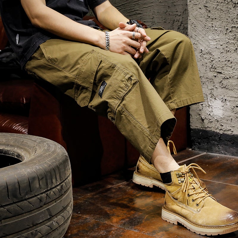 American Style Trendy Brand Overalls Capri Pants Men'S Breeches Loose Plus Size Summer Boys Casual Thin Straight Short Pants - Image 4
