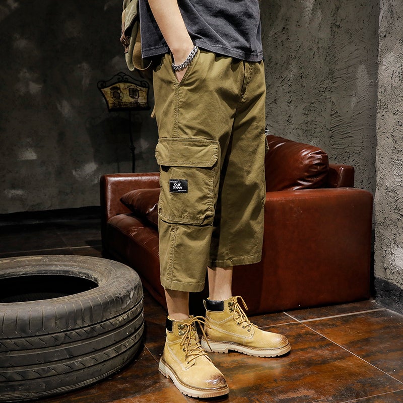 American Style Trendy Brand Overalls Capri Pants Men'S Breeches Loose Plus Size Summer Boys Casual Thin Straight Short Pants - Image 2