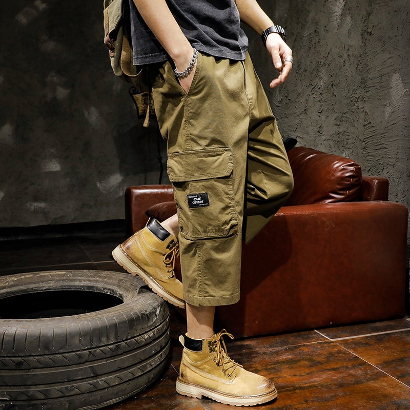 American Style Trendy Brand Overalls Capri Pants Men'S Breeches Loose Plus Size Summer Boys Casual Thin Straight Short Pants - Image 5