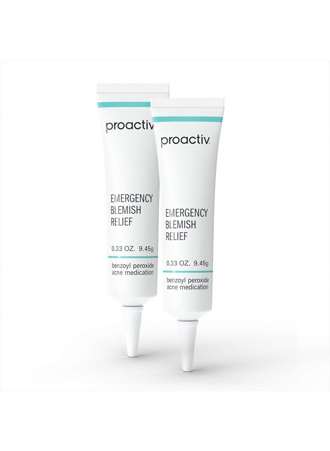Emergency Blemish Relief - Benzoyl Peroxide Gel - Acne Spot Treatment for Face and Body - 2 Pack, .33 Oz