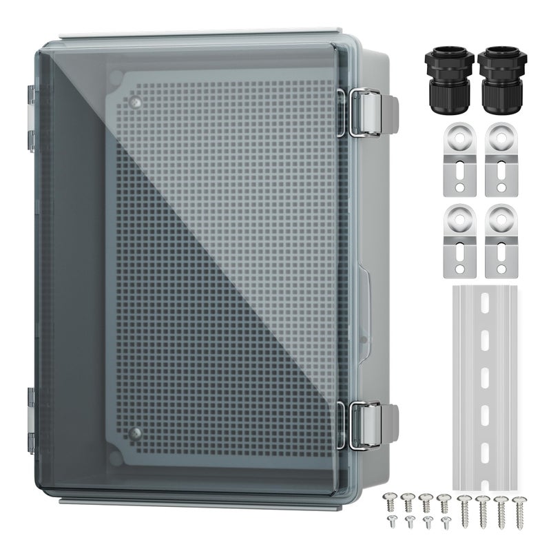 Joinfworld Lockable Outdoor Weatherproof Electrical Box for Electronics Outside 11.4x7.5x5.5 Weather Proof Electrical Box Plastic Nema 4 Enclosure Clear - Image 1