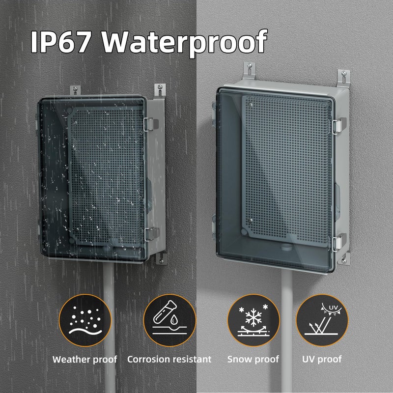 Joinfworld Lockable Outdoor Weatherproof Electrical Box for Electronics Outside 11.4x7.5x5.5 Weather Proof Electrical Box Plastic Nema 4 Enclosure Clear - Image 4