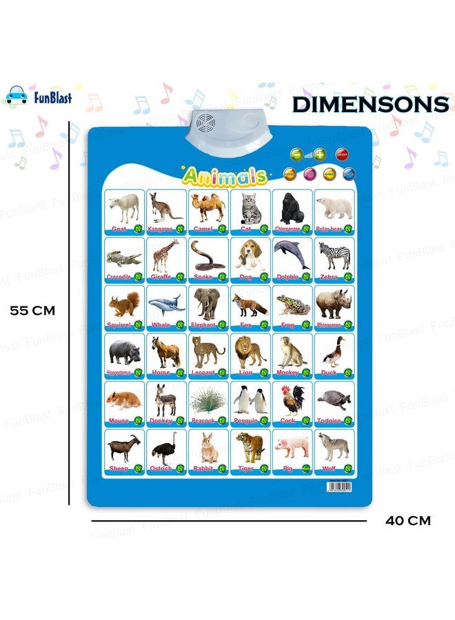 FunBlast FunBlast Audio Learning Chart for Kids - Animal Theme Interactive Educational Learning Wall Chart for Kids, Musical Learning, Test, Continue & Spelling Modes Learning Kit - 55 x 40 cm  - Image 3