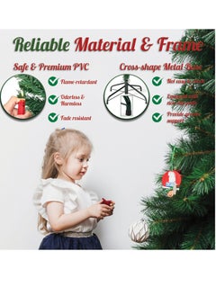 Jinou Christmas Tree 6ft with 100 Golden LED lights and skirt - Made by Premium Quality PVC Material Sturdy Metal Stand - Artificial Christmas tree for Home, Office, Shop, Indoor, Outdoor and Parties  - Image 3