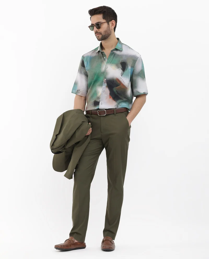 Rare Rabbit Men's Abstract Print Boxy Shirt