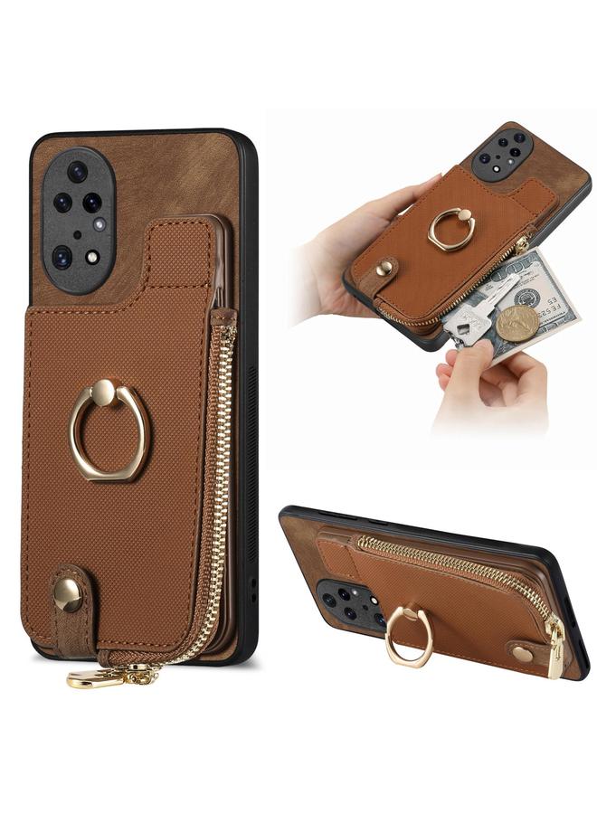 S-TOP Case For Huawei P50 Pro Cross Leather Ring Vertical Zipper Wallet Back Phone Case - Image 1