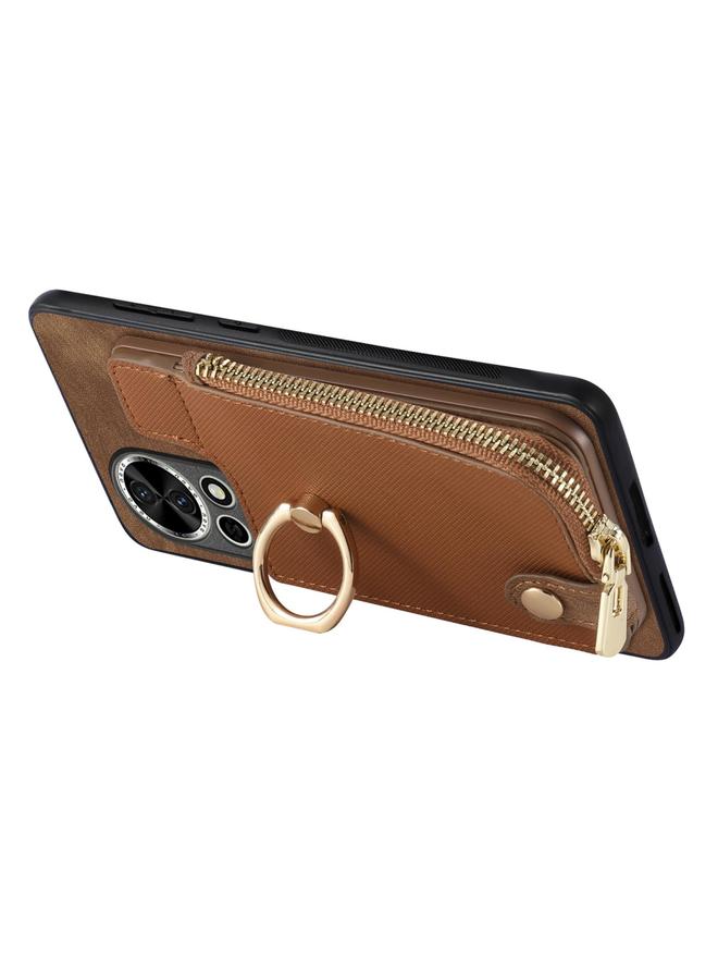 S-TOP Case For Huawei P50 Pro Cross Leather Ring Vertical Zipper Wallet Back Phone Case - Image 3