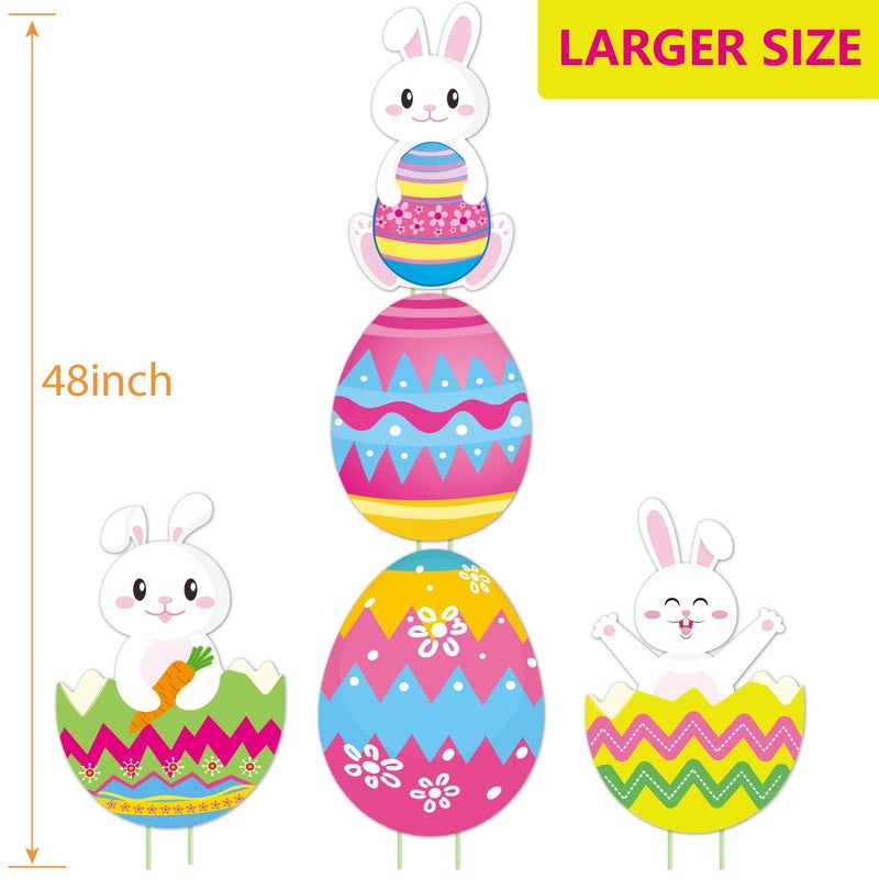 CiniQy 5 PCS 48 Inch Easter Yard Signs PP Safe Material Waterproof Outdoor Lawn Decorations with Stakes, Jumbo Funny Bunny and Egg Decor for Party Spring Garden Patio Holiday Display Supplies - Image 4