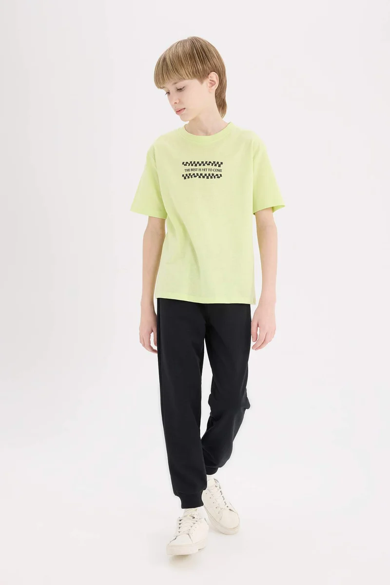 ديفاكتو Boy Crew Neck Back Printed Short Sleeve T-Shirt