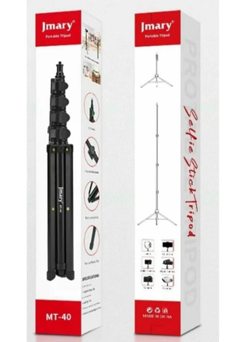 جيه ماري حامل ثلاثي القوائم MT-40 Selfie Stick 2 في 1 قابل للتمديد أحادي القوائم مع جهاز تحكم لاسلكي للهواتف الذكية وكاميرات GoPro - حامل محمول خفيف الوزن للتدوين بالفيديو والسفر والبث المباشر - Image 2