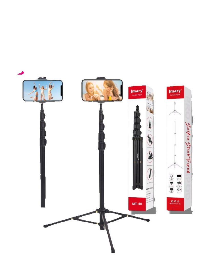جيه ماري حامل ثلاثي القوائم MT-40 Selfie Stick 2 في 1 قابل للتمديد أحادي القوائم مع جهاز تحكم لاسلكي للهواتف الذكية وكاميرات GoPro - حامل محمول خفيف الوزن للتدوين بالفيديو والسفر والبث المباشر - Image 3