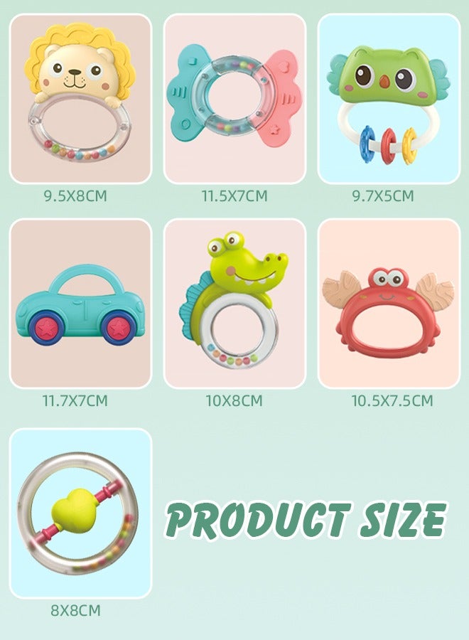 Soft Touch 7 Pcs Baby Rattle Toys Set with Gift Box Newborn Toys Baby Chew Toys Baby Teething Toys Toddler Music Learning Toys for 0-12 Months Newborn Baby  - Image 4