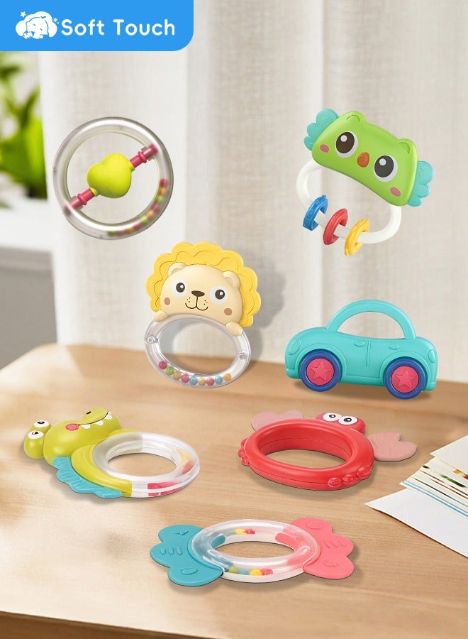Soft Touch 7 Pcs Baby Rattle Toys Set with Gift Box Newborn Toys Baby Chew Toys Baby Teething Toys Toddler Music Learning Toys for 0-12 Months Newborn Baby  - Image 3