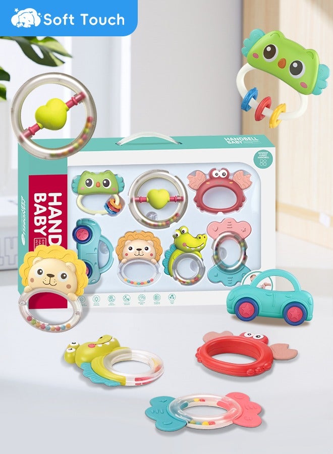 Soft Touch 7 Pcs Baby Rattle Toys Set with Gift Box Newborn Toys Baby Chew Toys Baby Teething Toys Toddler Music Learning Toys for 0-12 Months Newborn Baby  - Image 1