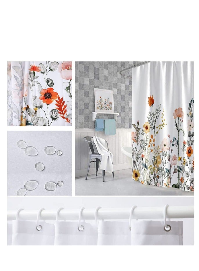 Eucalyptus Shower Curtain Watercolor Leaves on The Top Plant with Floral Bathroom Decoration Shower Curtain Sets 180x180 cm  - Image 3