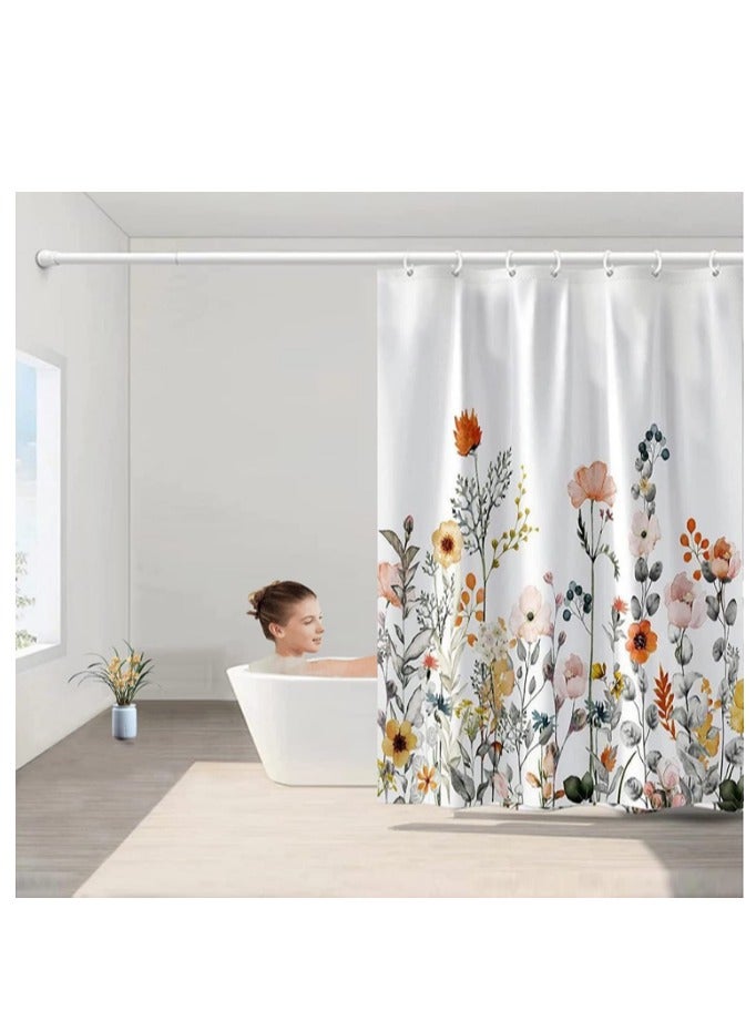 Eucalyptus Shower Curtain Watercolor Leaves on The Top Plant with Floral Bathroom Decoration Shower Curtain Sets 180x180 cm  - Image 2