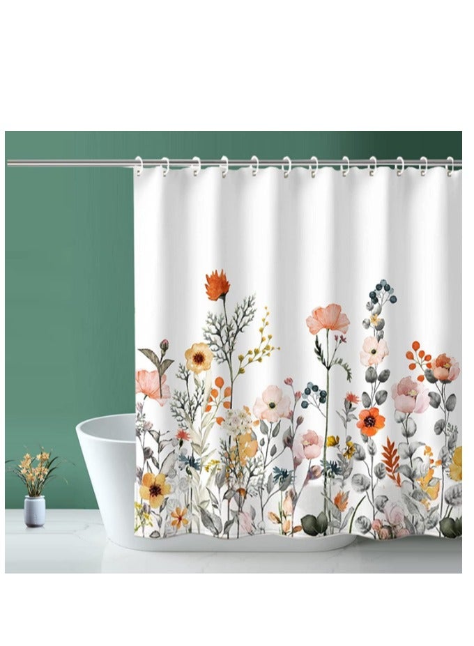 Eucalyptus Shower Curtain Watercolor Leaves on The Top Plant with Floral Bathroom Decoration Shower Curtain Sets 180x180 cm  - Image 4