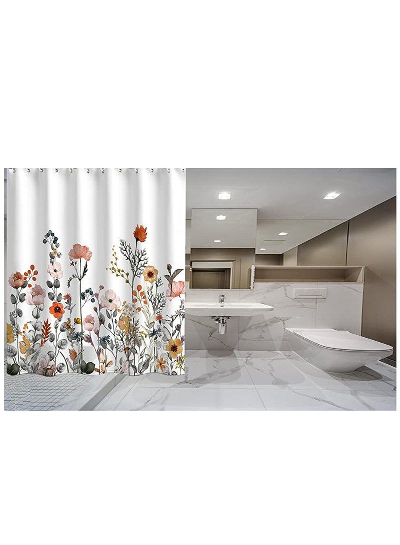 Eucalyptus Shower Curtain Watercolor Leaves on The Top Plant with Floral Bathroom Decoration Shower Curtain Sets 180x180 cm  - Image 5