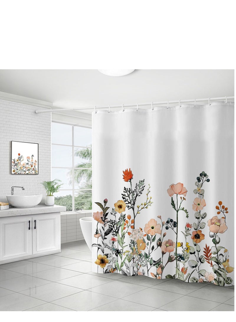 Eucalyptus Shower Curtain Watercolor Leaves on The Top Plant with Floral Bathroom Decoration Shower Curtain Sets 180x180 cm  - Image 1