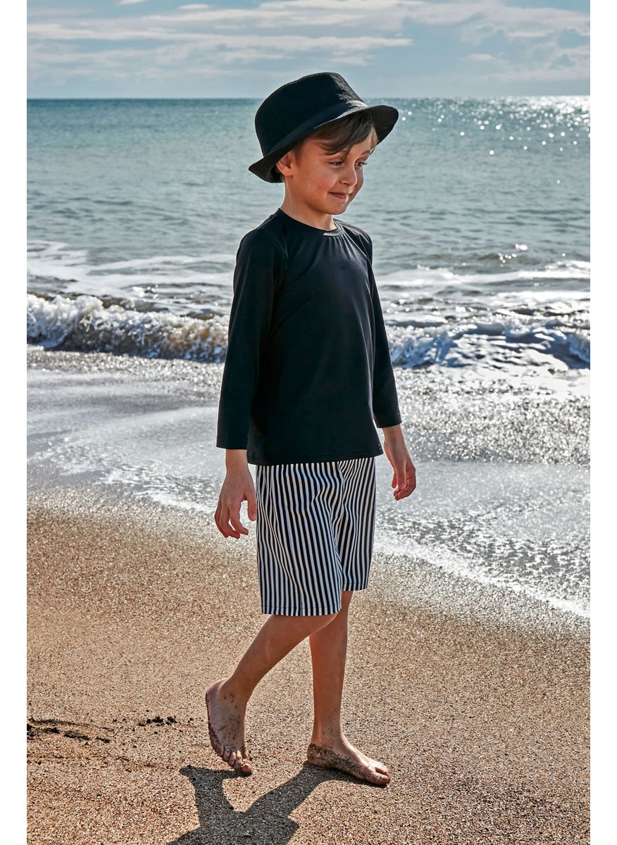 Marina Black Striped Boy Shorts B2432  - Image 3