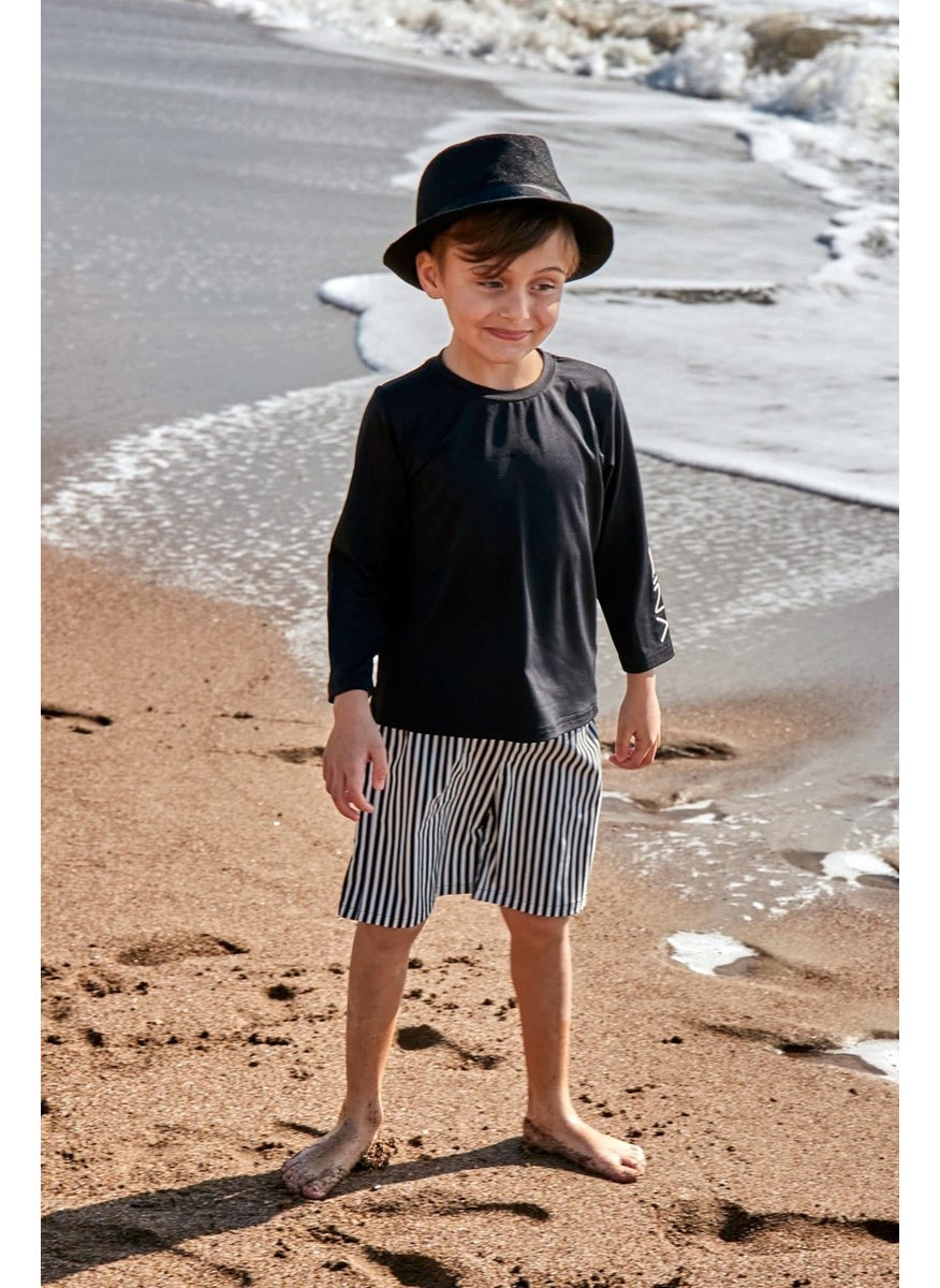 Marina Black Striped Boy Shorts B2432  - Image 2