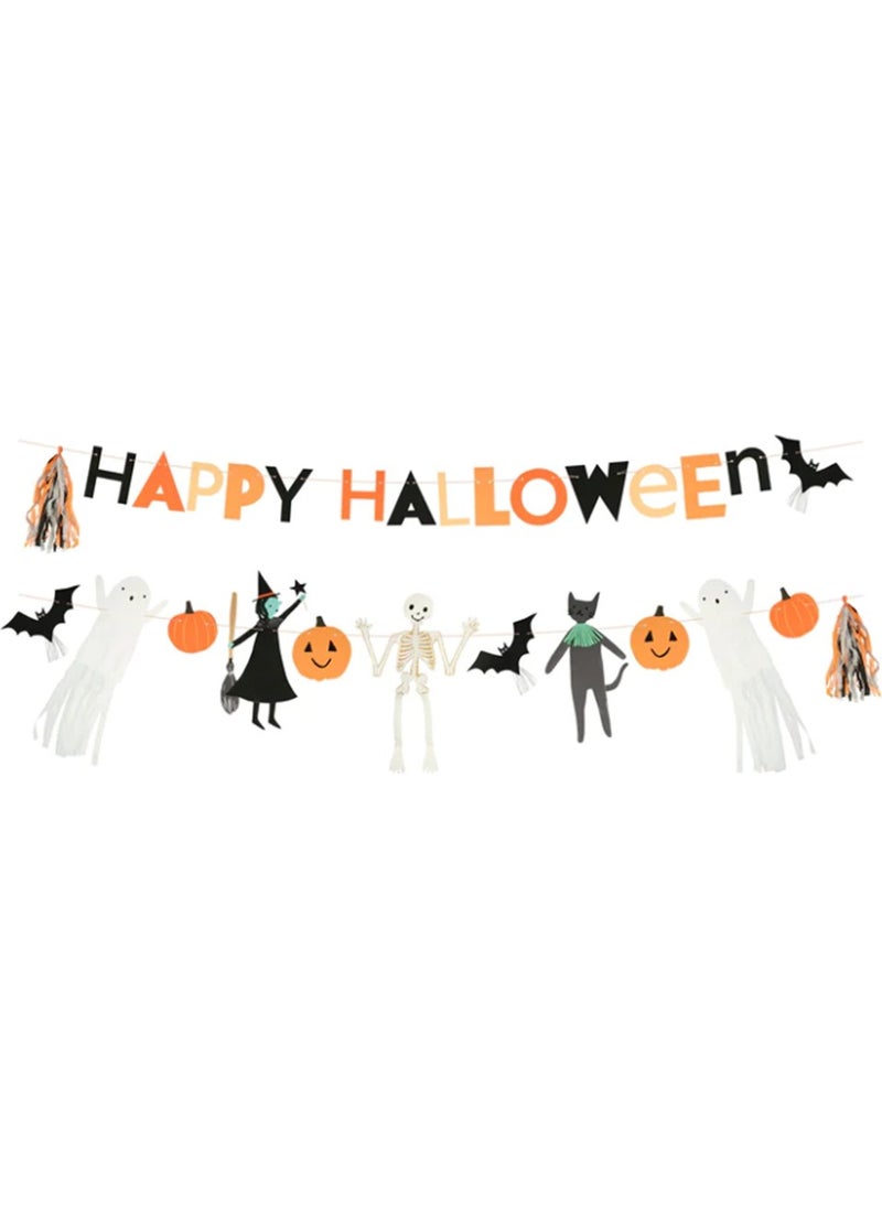 Meri Meri - - Happy Halloween Garland - Happy Halloween Hanging Ornament - Image 1