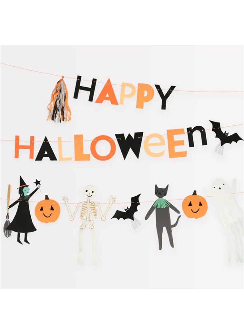 Meri Meri - - Happy Halloween Garland - Happy Halloween Hanging Ornament - Image 1