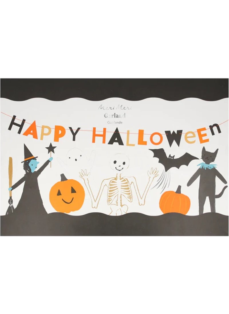 Meri Meri - - Happy Halloween Garland - Happy Halloween Hanging Ornament - Image 1