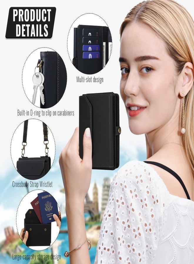 ASAPDOS RFID Blocking Family Passport Holder Wallet,Hold 2-3 Passports for Travel with Credit Card Slots & Wrist Strap, Black - Image 3