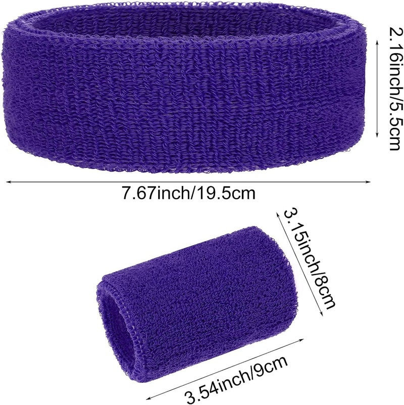 Aster 6pcs Headband Wristband Set, Including 2pcs Sports Headband and 4pcs Wristband Sports Band Colorful Striped Sweatband for Men and Women Basketball Soccer Yoga Badminton Tennis Volleyball Golf - Image 4