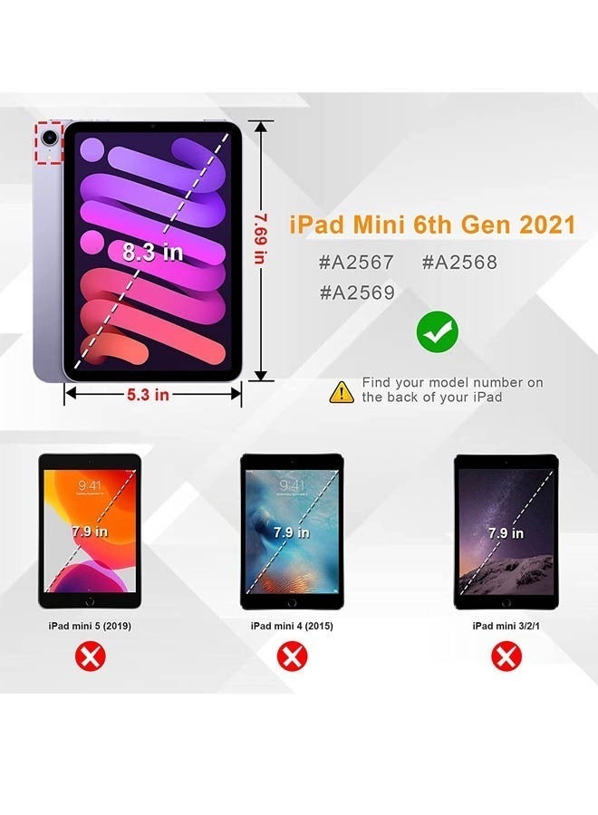 Case Cover For Apple iPad mini6 8.3 inch (2021) Generation with Pencil Holder, 【Support Apple Pencil Charging and Touch ID】, Clear Transparent Case with Auto Wake/Sleep,Blue - Image 2