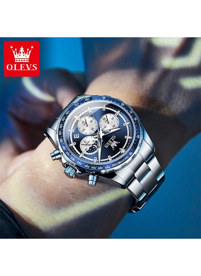 OLEVS Men Automatic Watch Diamond Skeleton Mechanical Luxury Self Winding Moon Phase Calendar Waterproof Wrist Watch for Men  - Image 1