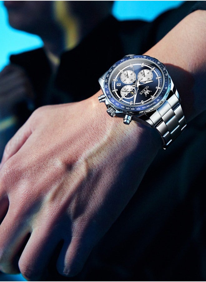 OLEVS Men Automatic Watch Diamond Skeleton Mechanical Luxury Self Winding Moon Phase Calendar Waterproof Wrist Watch for Men  - Image 3