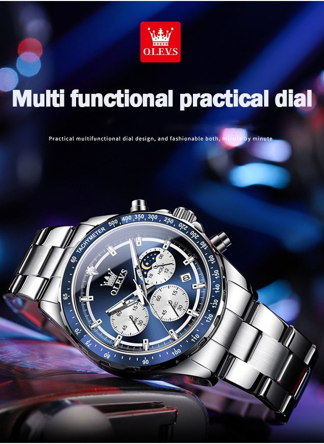 OLEVS Men Automatic Watch Diamond Skeleton Mechanical Luxury Self Winding Moon Phase Calendar Waterproof Wrist Watch for Men  - Image 5
