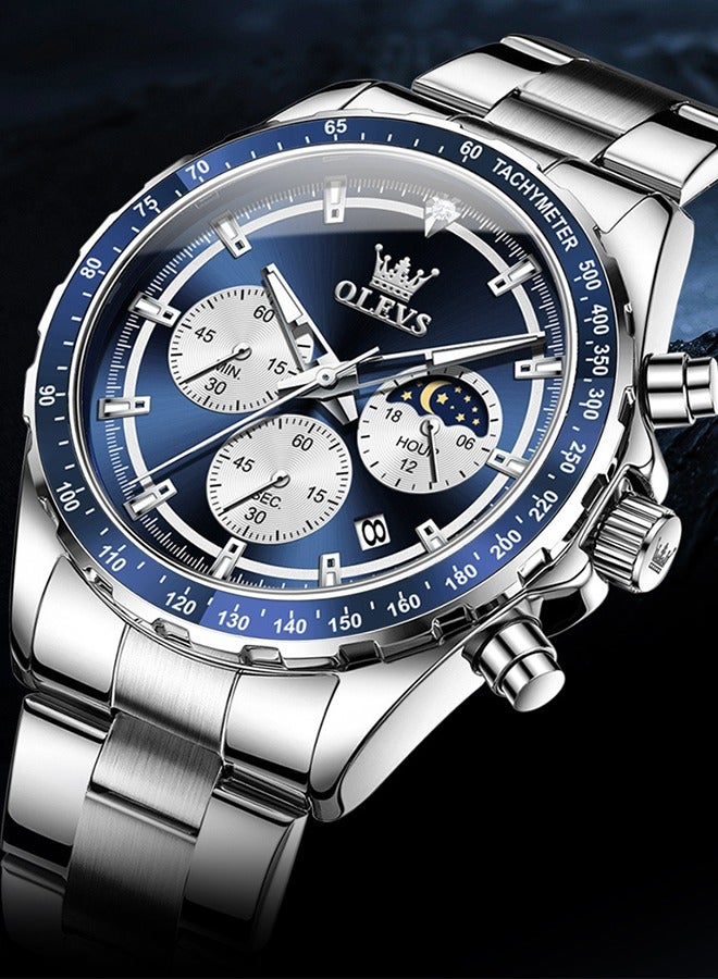 Men Automatic Watch Diamond Skeleton Mechanical Luxury Self Winding Moon Phase Calendar Waterproof Wrist Watch for Men