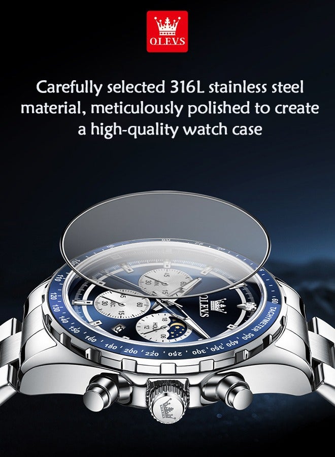Men Automatic Watch Diamond Skeleton Mechanical Luxury Self Winding Moon Phase Calendar Waterproof Wrist Watch for Men