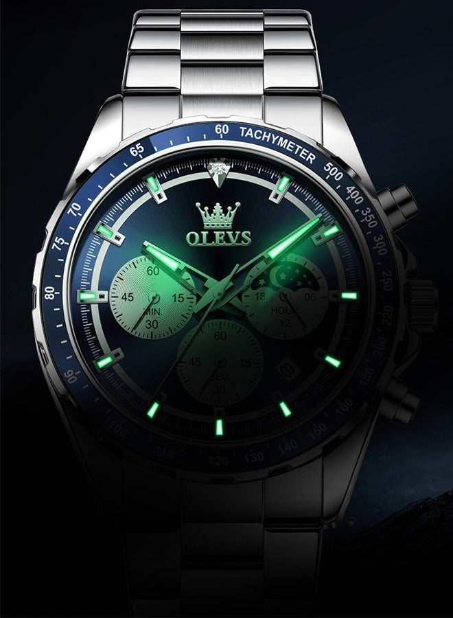 Men Automatic Watch Diamond Skeleton Mechanical Luxury Self Winding Moon Phase Calendar Waterproof Wrist Watch for Men