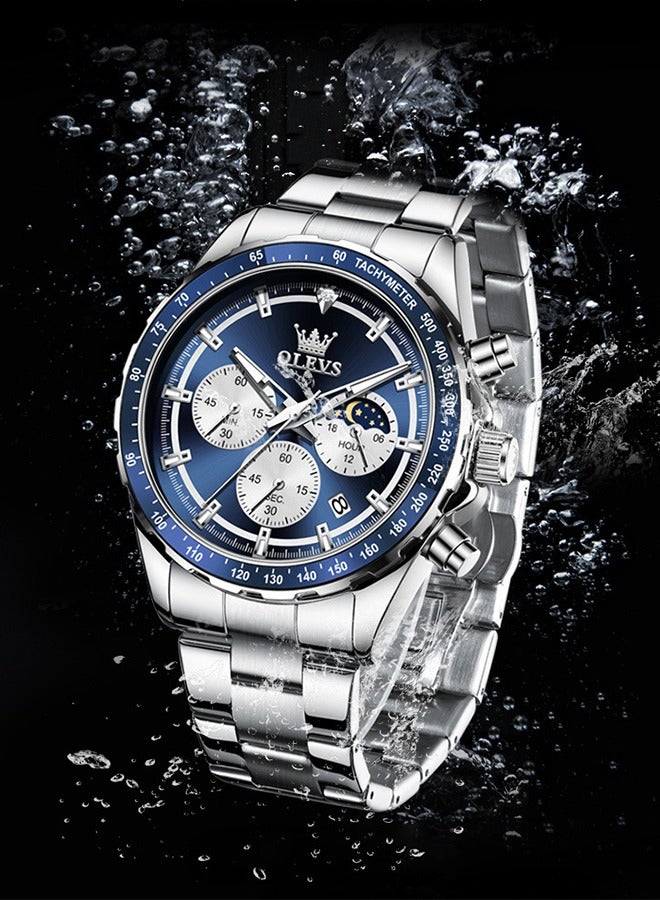Men Automatic Watch Diamond Skeleton Mechanical Luxury Self Winding Moon Phase Calendar Waterproof Wrist Watch for Men