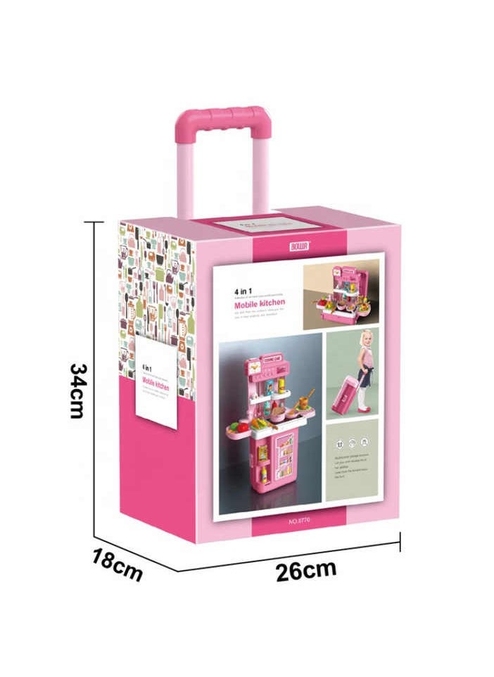 Generic 4 in 1 Cutlery Trolley Case Realistic Kitchen Role Playing Cooking Toys Kitchen Set For Kids  - Image 2